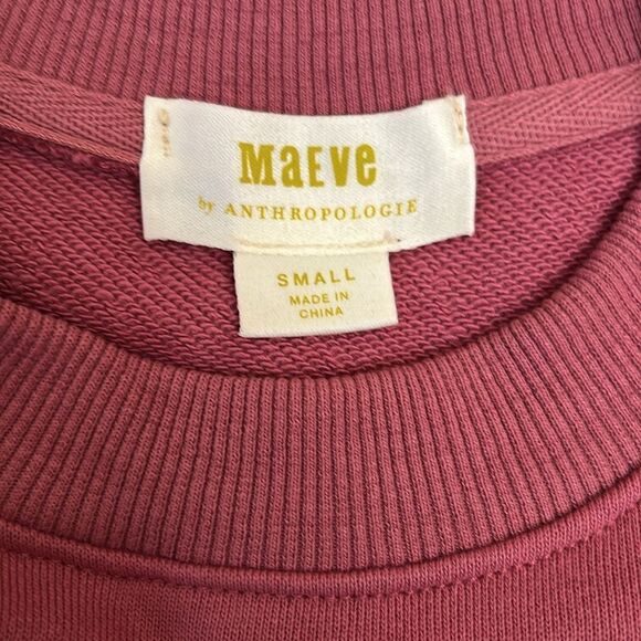 Anthropologie Maeve Puff Sleeve Twofer Layered Tunic Sweatshirt Pink Combo Sz S - Picture 11 of 12